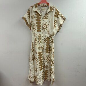 Abstract Print Button Down Midi Dress - WK9319